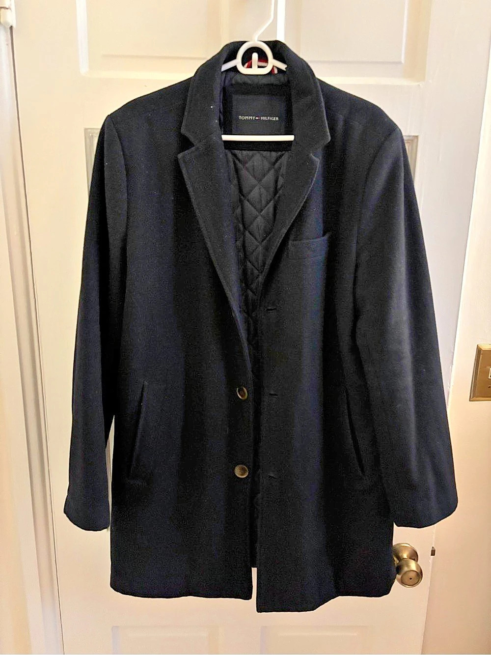 Tommy Hilfiger Men's Wool-Blend Quilted Lined Car Coat Overcoat Quilted